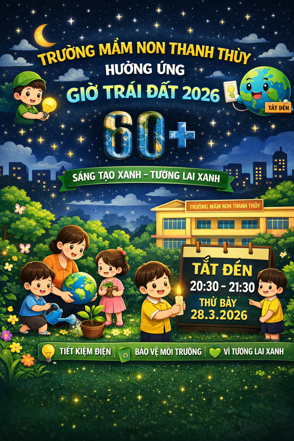 Trường Mầm Non Thanh Thùy và Giờ Trái Đất